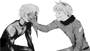 Manga Style_ Masked_and_ Unmasked_ Characters PNG Image
