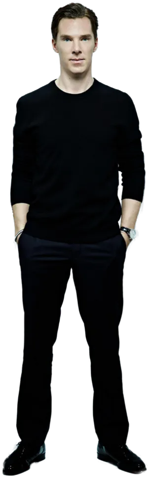 Manin Black Casual Outfit PNG Image