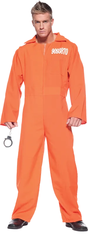 Manin Orange Prison Jumpsuit PNG Image