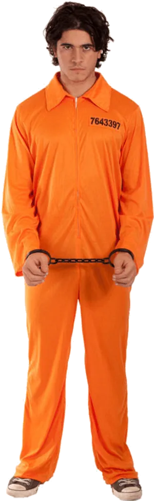 Manin Orange Prison Uniform PNG Image