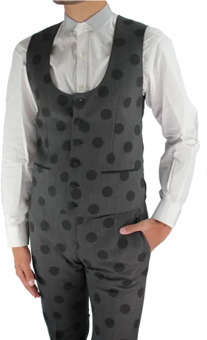 Manin Polka Dot Vestand Pants PNG Image