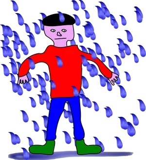 Manin Rain Illustration PNG Image