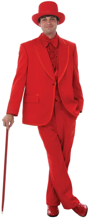 Manin Red Suitand Hat PNG Image