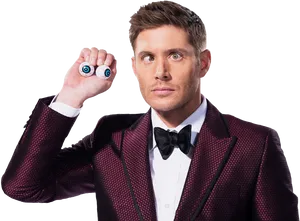 Manin Suit Holding Eyeball Toys PNG Image