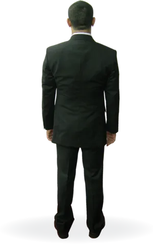 Manin Suit Standing Back View PNG Image