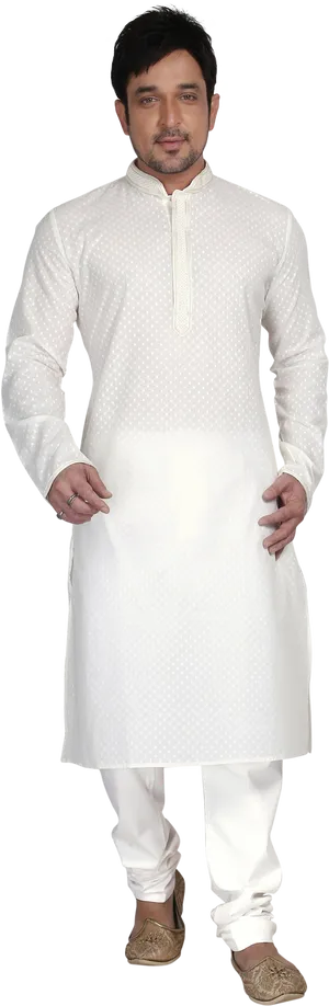 Manin Traditional White Kurta Pajama PNG Image