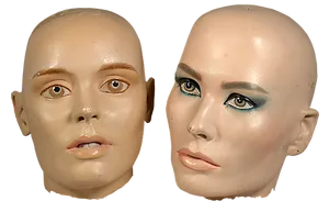 Mannequin Head Before After Makeup PNG Image