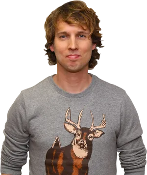 Manwith Deer Print Shirt PNG Image