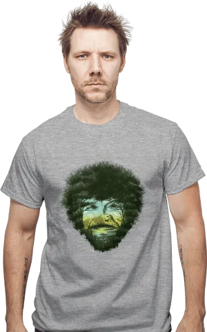 Manwith Nature T Shirt Design PNG