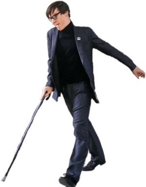 Manwith Walking Stick Fashion PNG Image