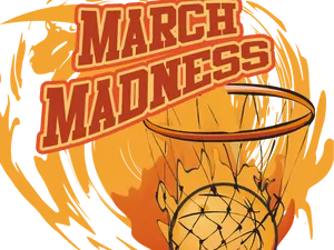 March Madness Basketball Flame PNG Image