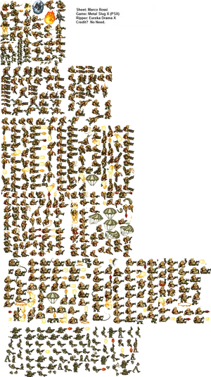 Marco Rossi Metal Slug Sprite Sheet PNG Image