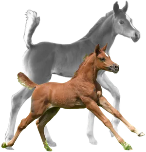 Mareand Foal Bonding PNG Image