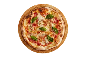 Margherita Pizzaon Wooden Board PNG