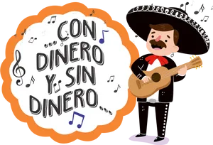 Mariachi Musician With Guitarand Lyrics PNG Image