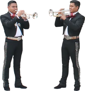 Mariachi Trumpet Players Duo PNG Image