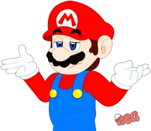 Mario Shrugging Pose PNG Image