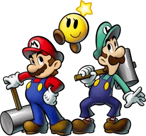 Marioand Luigiwith Star PNG Image