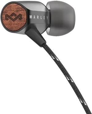 Marley Wood Accent Earbuds PNG Image