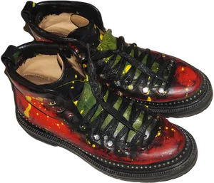 Mars Inspired Painted Boots PNG Image