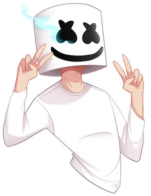 Marshmello Cartoon Peace Sign PNG Image