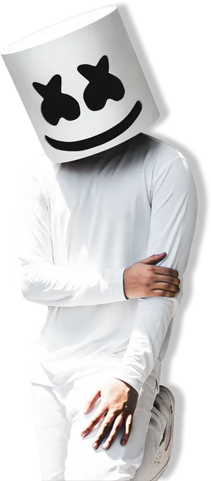 Marshmello D J Pose White Outfit PNG Image