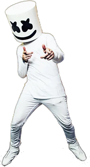 Marshmello D J Pose White Outfit PNG Image