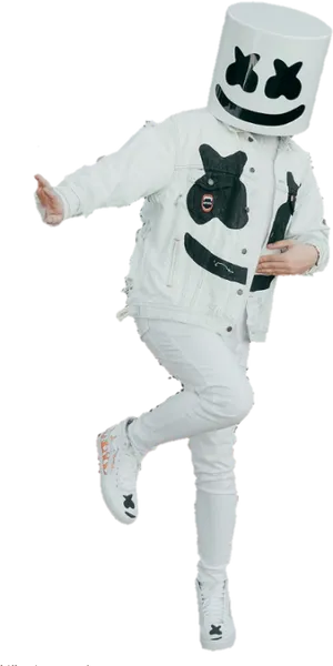 Marshmello D J White Outfit Action Pose PNG Image