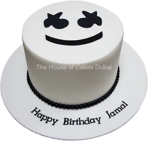 Marshmello Themed Birthday Cake PNG Image