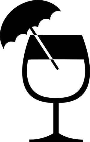 Martini Glass With Umbrella Silhouette PNG