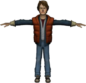 Marty Mc Fly3 D Model Pose PNG Image