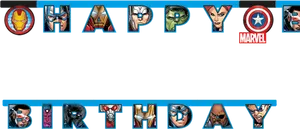 Marvel Superhero Happy Birthday Banner PNG Image