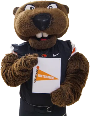 Mascot Holding Sign Sports Enthusiasm PNG Image