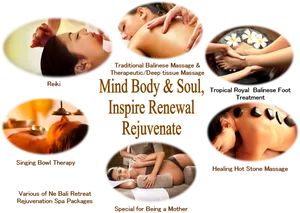 Massage Therapy Spa Treatments Collage PNG Image