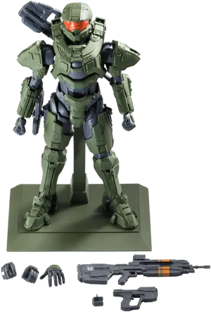 Master Chief Figureand Weapons PNG Image