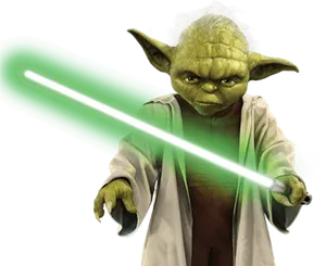 Master Yoda With Lightsaber.png PNG Image