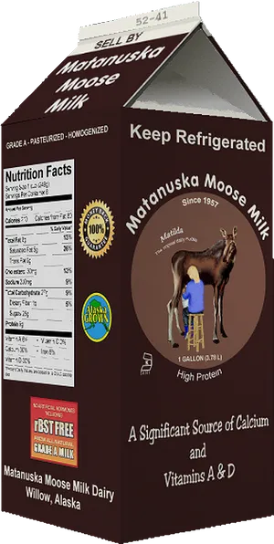 Matanuska Moose Milk Carton PNG Image