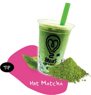 Matcha Bubble Tea Promotion PNG Image