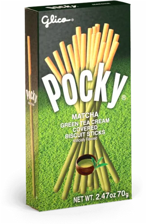 Matcha Pocky Green Tea Cream Biscuit Sticks Box PNG Image