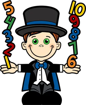 Math Magician Cartoon Numbers PNG Image