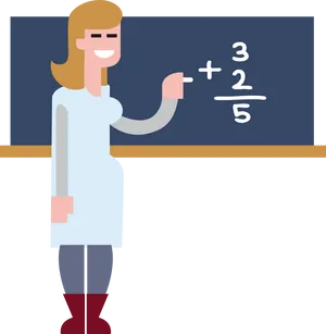 Math Teacher Fraction Addition PNG Image