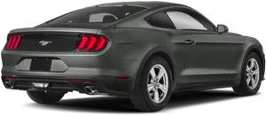 Matte Gray Ford Mustang Rear View PNG Image