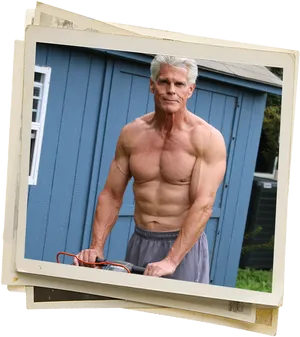 Mature Muscular Man Outdoors PNG Image