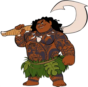 Mauiwith Hook Moana Character PNG Image