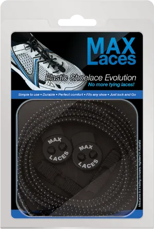 Max Laces Elastic No Tie Shoelaces Packaging PNG Image