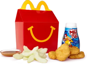 Mc Donalds Happy Mealwith Nuggetsand Milk PNG Image