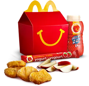 Mc Donalds Happy Mealwith Nuggetsand Snacks PNG Image