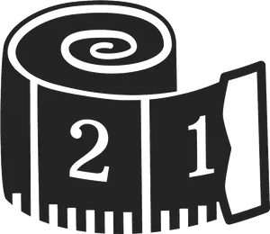 Measuring Tape Icon Blackand White PNG Image