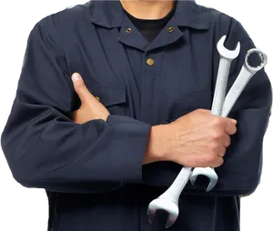 Mechanic With Wrenches PNG Image