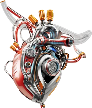 Mechanical Cybernetic Heart Illustration PNG Image